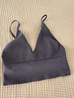 Free People Charcoal Grey Ribbed V-Neck Bralette